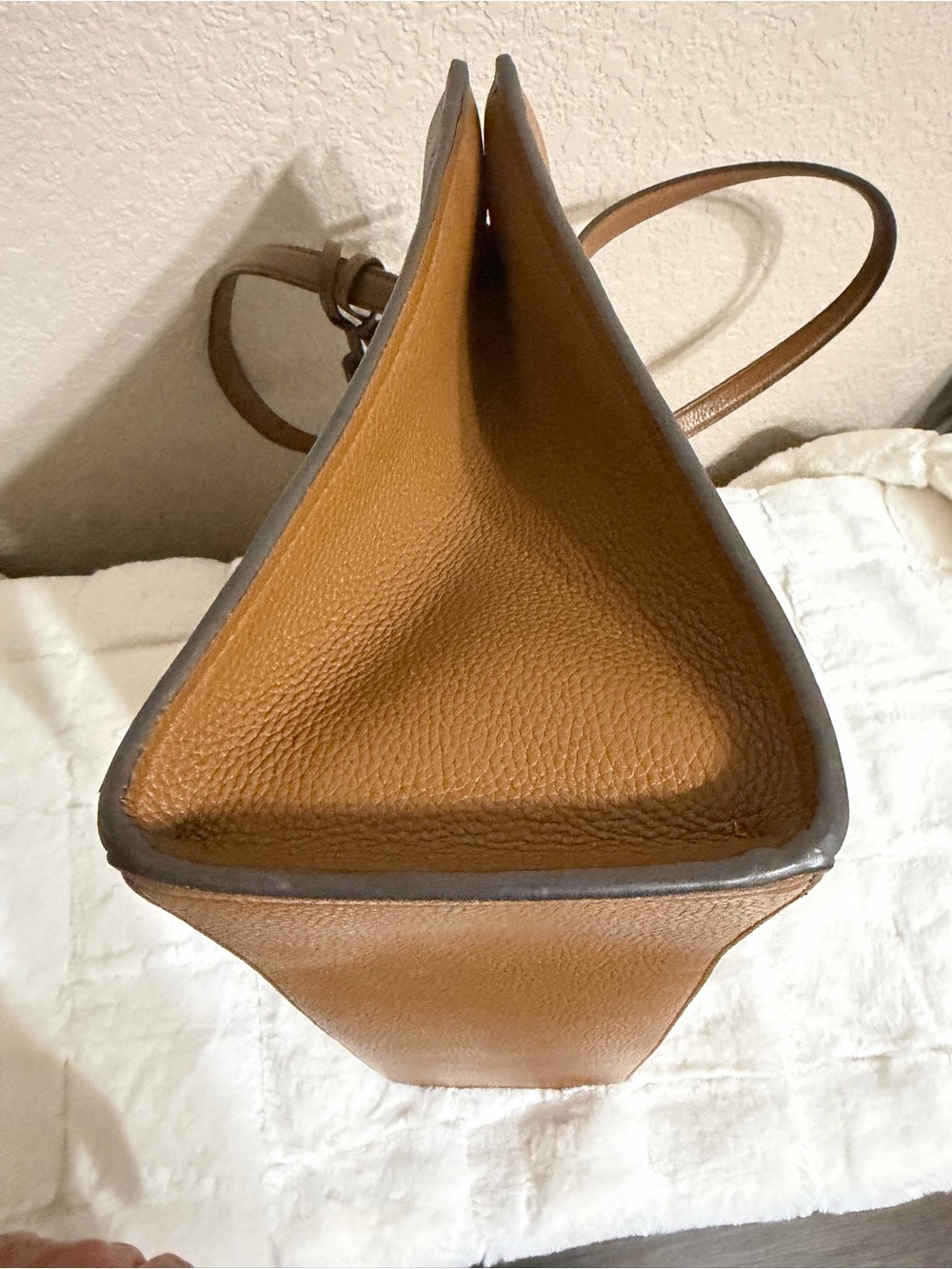 Tory Burch Thea Pebbled Leather Tote with Tassel in Moose Brown - Picture 9 of 15